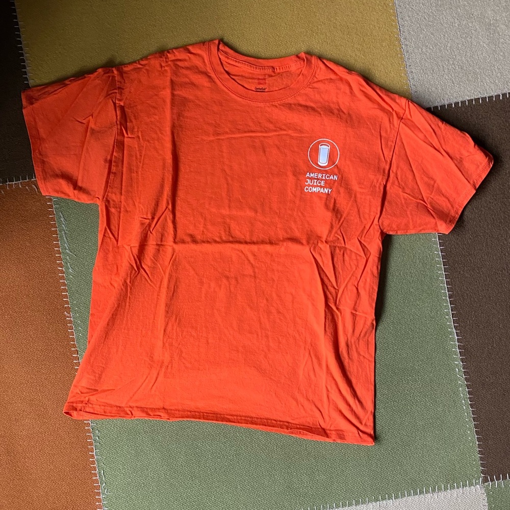 American Juice Company (AJC) Large Orange Short Sleeve Tee Shirt